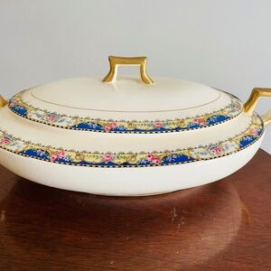 Vintage Homer Laughlin Floral Pattern Covered Vegetable Dish, Vintage China